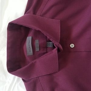 Calvin Klein Dress Shirt 17  34 35 Maroon Color EUC